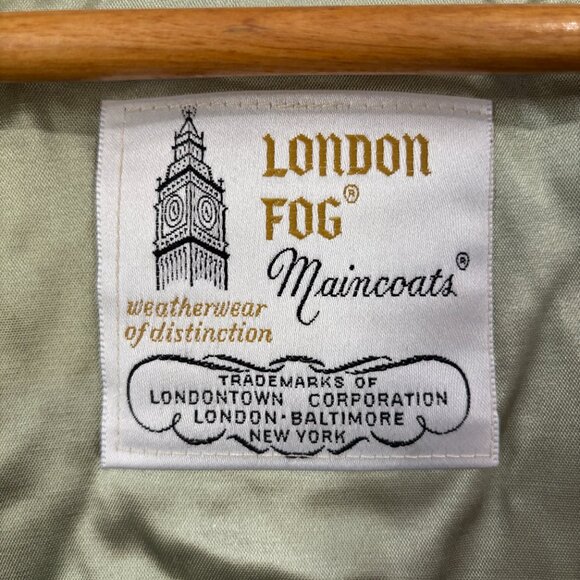 London‎ Fog Maincoats Trench Coat 46R Khaki Belted Zip-In Liner Double Breasted - Picture 13 of 16